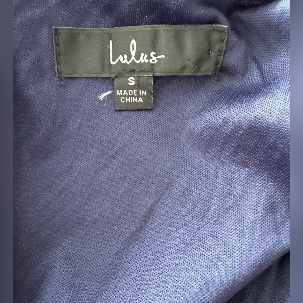 Lulus Navy Sequin Weekender Mini Dress Faux Wrap Women’s Size Small - Picture 4 of 14